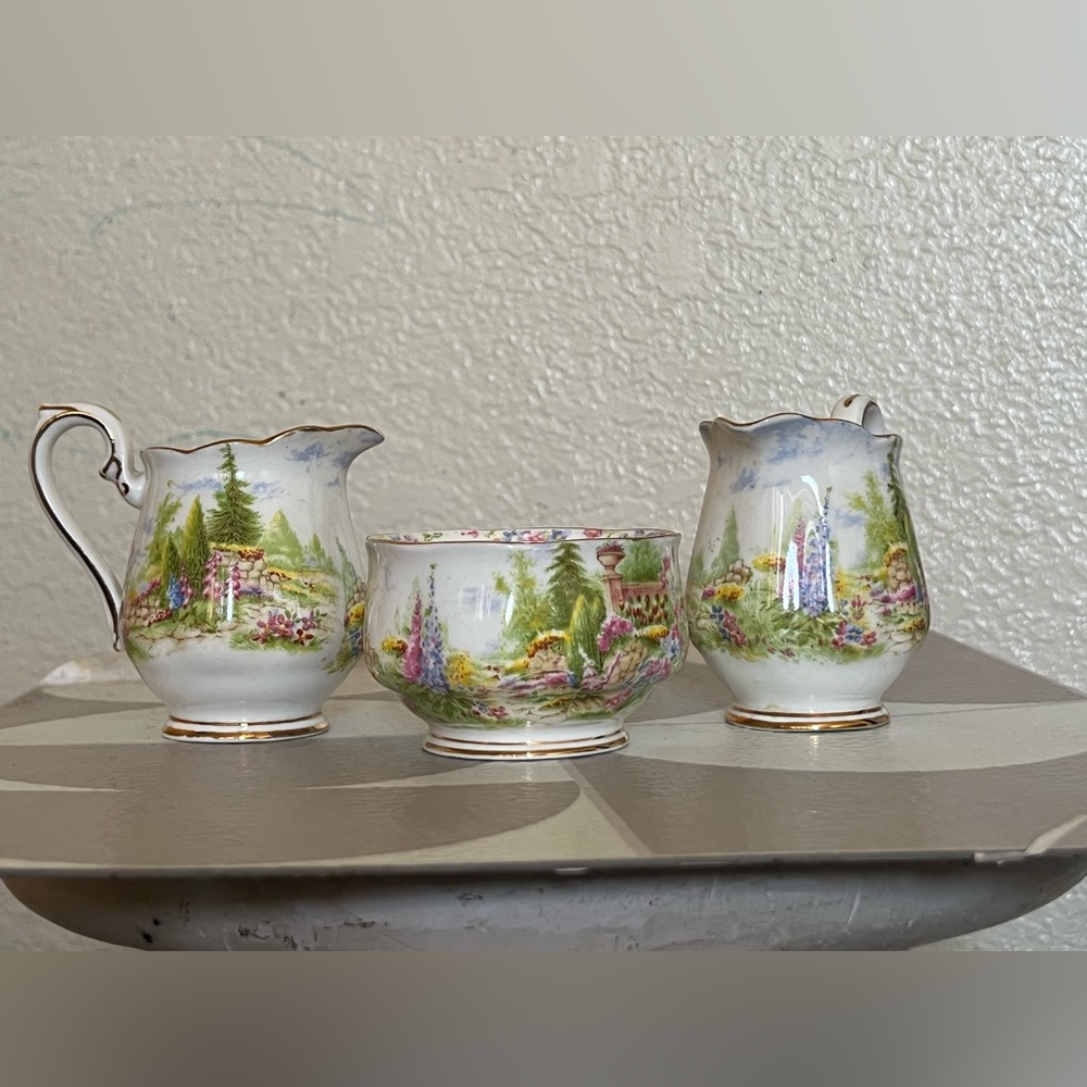 ROYAL ALBERT KENTISH ROCKERY CREAM AND SUGAR EXCELLENT  CONDITION